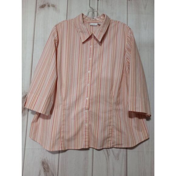 Apt 9 Shirt‎ Ladies 2x Orange 3/4 Sleeve Button Front - Picture 1 of 8